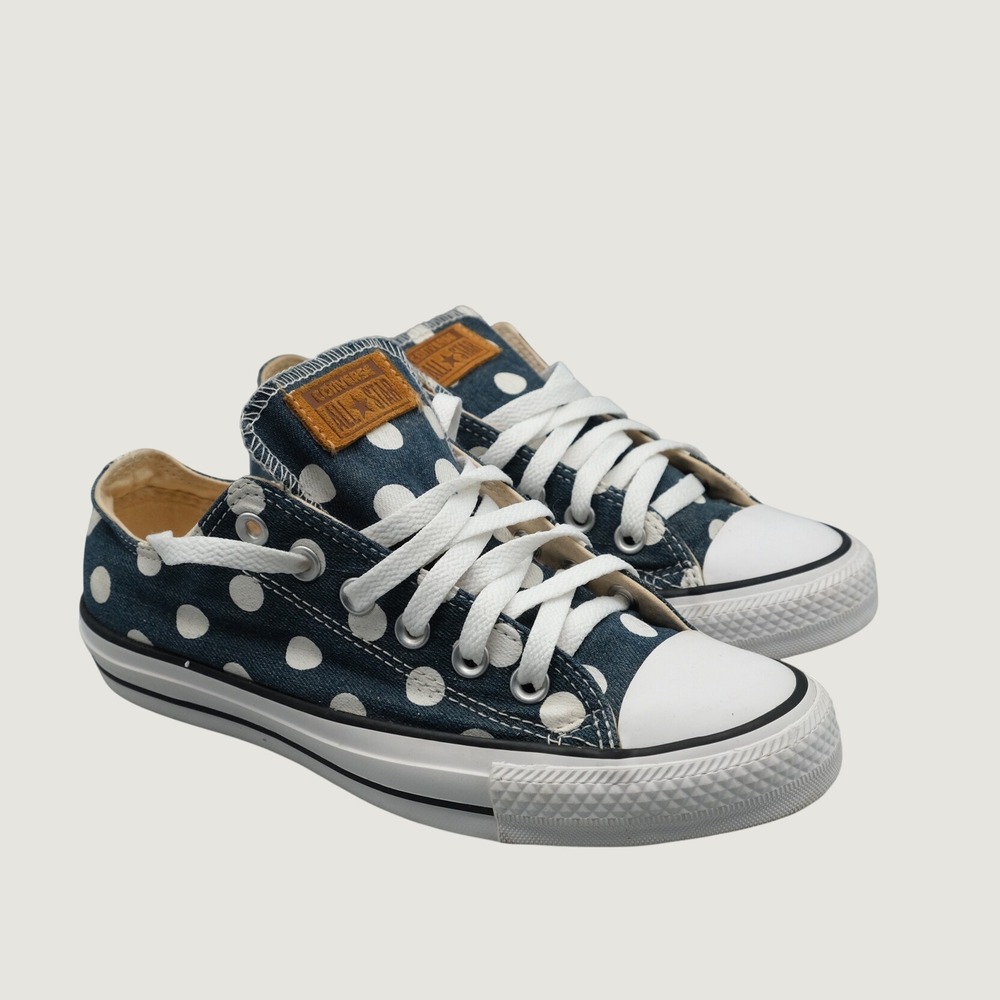 Converse Chuck Taylor All Star Womens Navy Polka Dot Low Top Sneakers 7 150509F